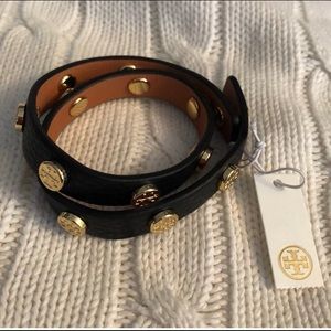 NWT Tory Burch double wrap logo stud bracelet